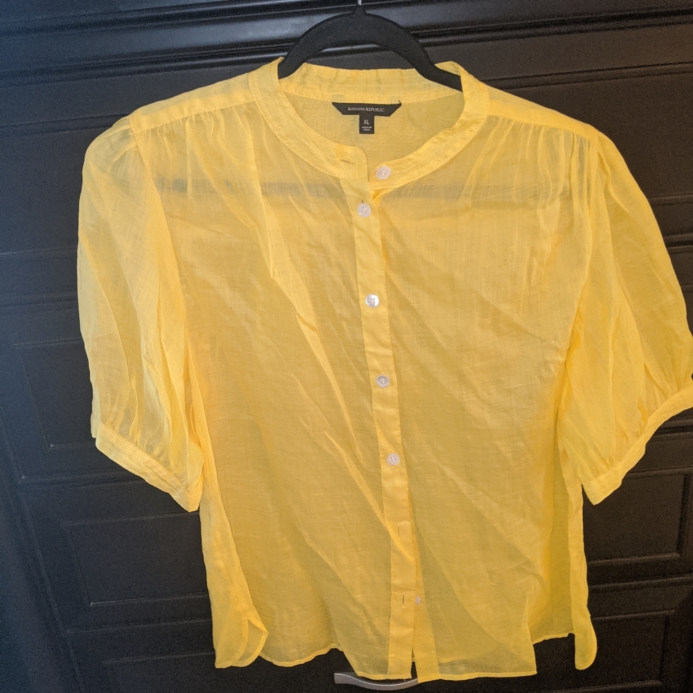 Banana Republic Yellow XL Sheer Blouse